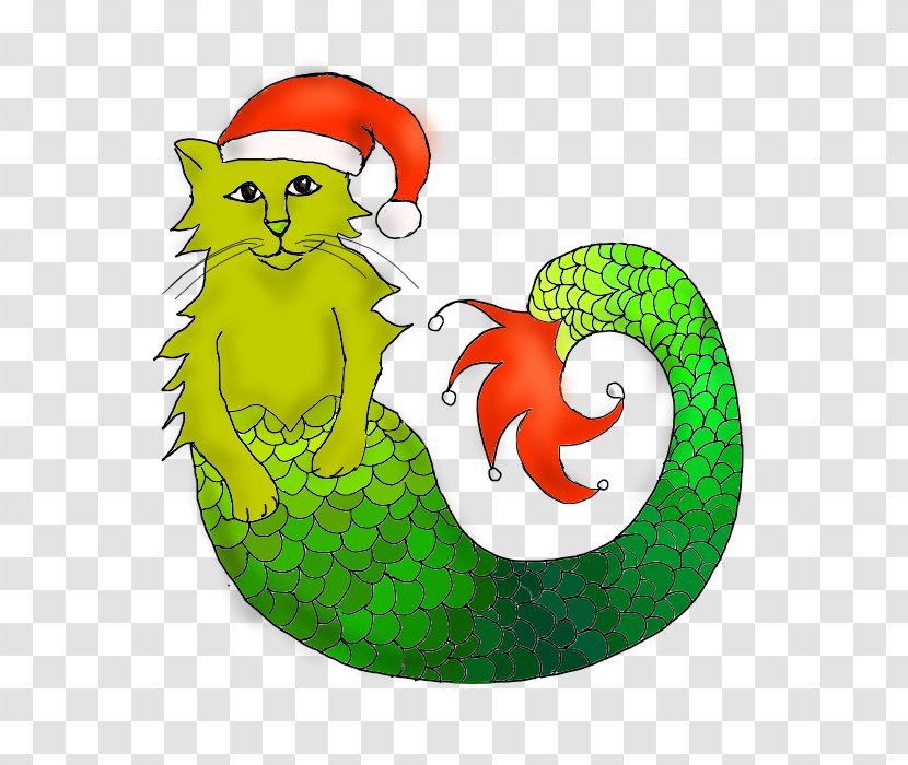 Cartoon Christmas Ornament Cat Character - Grass Transparent PNG