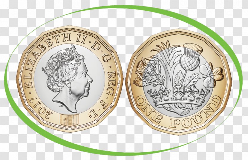 One Pound Coins Of The Sterling Two Pounds - Gold Coin Transparent PNG