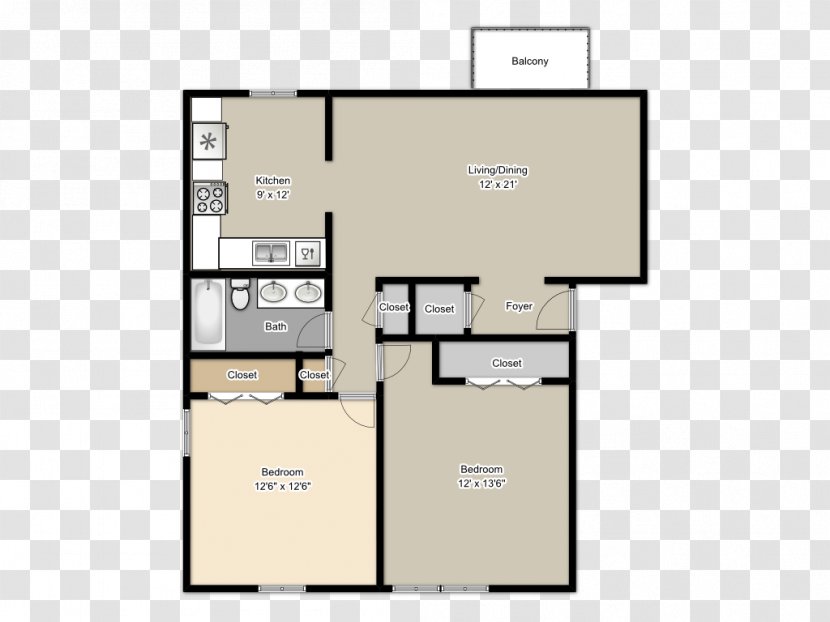 Floor Plan Kendallwood Apartments Curry Real Estate Services Northeast Parkway - Apartment Transparent PNG