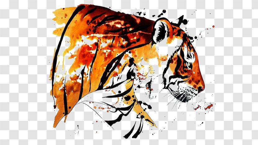 Bengal Tiger Watercolor Painting Tattoo Drawing Transparent PNG