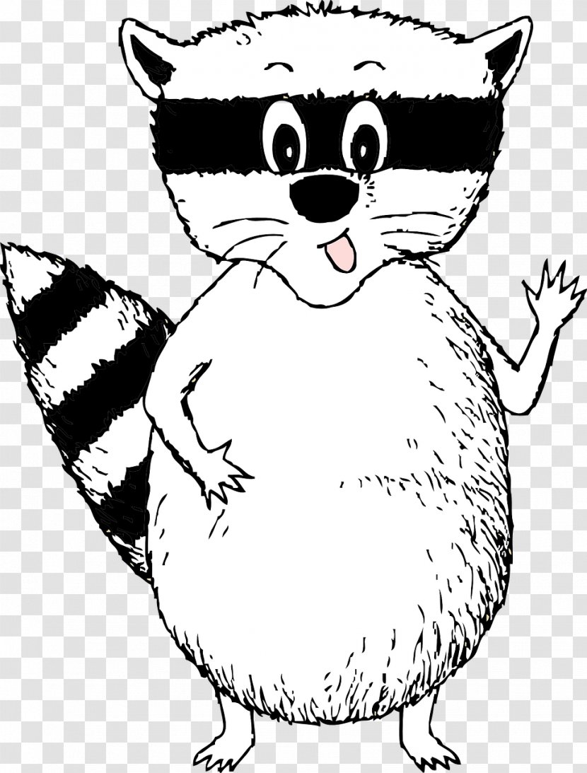Raccoon Cartoon Black And White Drawing Clip Art - Fictional Character Transparent PNG