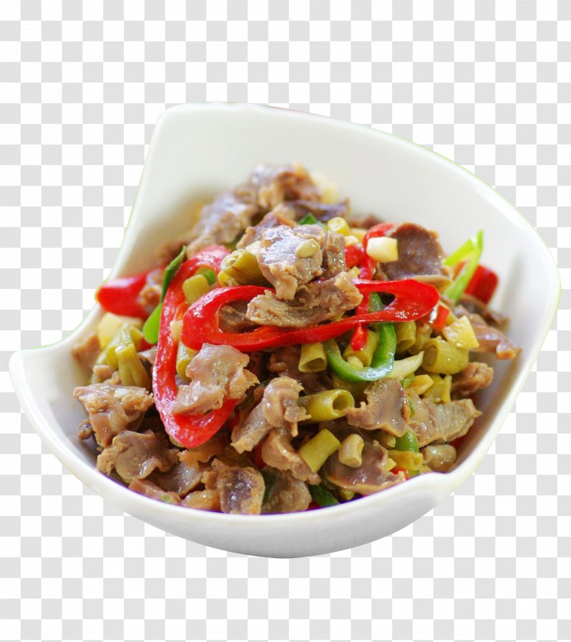 Chicken Hunan Cuisine Chinese Stir Frying Cowpea - Common Bean - Sour Beans Fried Gizzards Transparent PNG