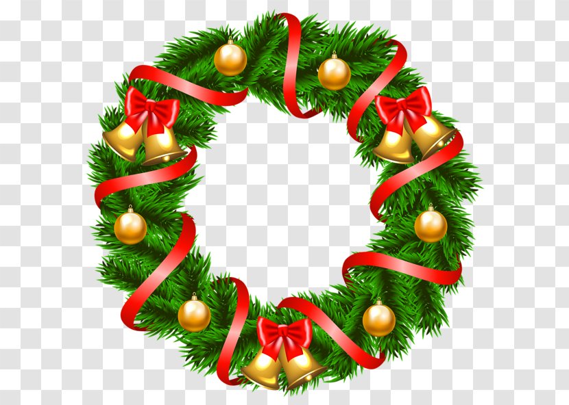 Christmas Wreath Garland Clip Art - Pine Family - Gold Transparent PNG
