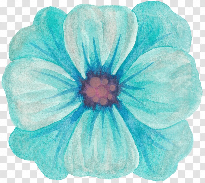 Blue Flower - Designer - Hand-painted Floral Pattern Transparent PNG