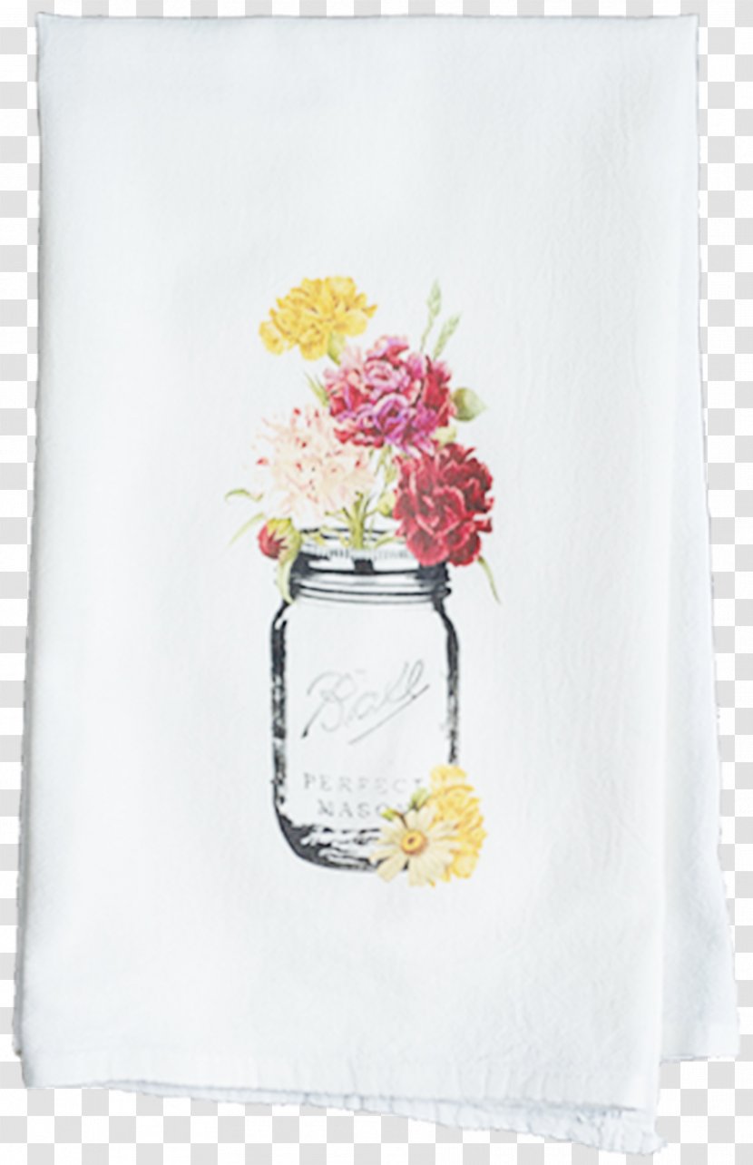 Towel Mason Jar Vase Drap De Neteja Floral Design - Still Life - Flour Sack Transparent PNG