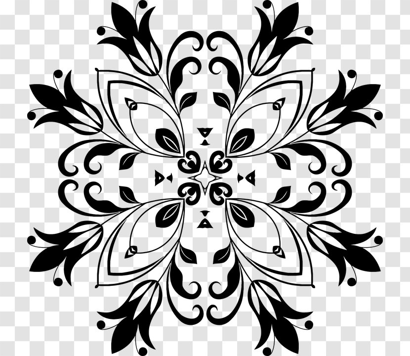 Floral Design Clip Art - Monochrome - Mandala And Elements Transparent PNG