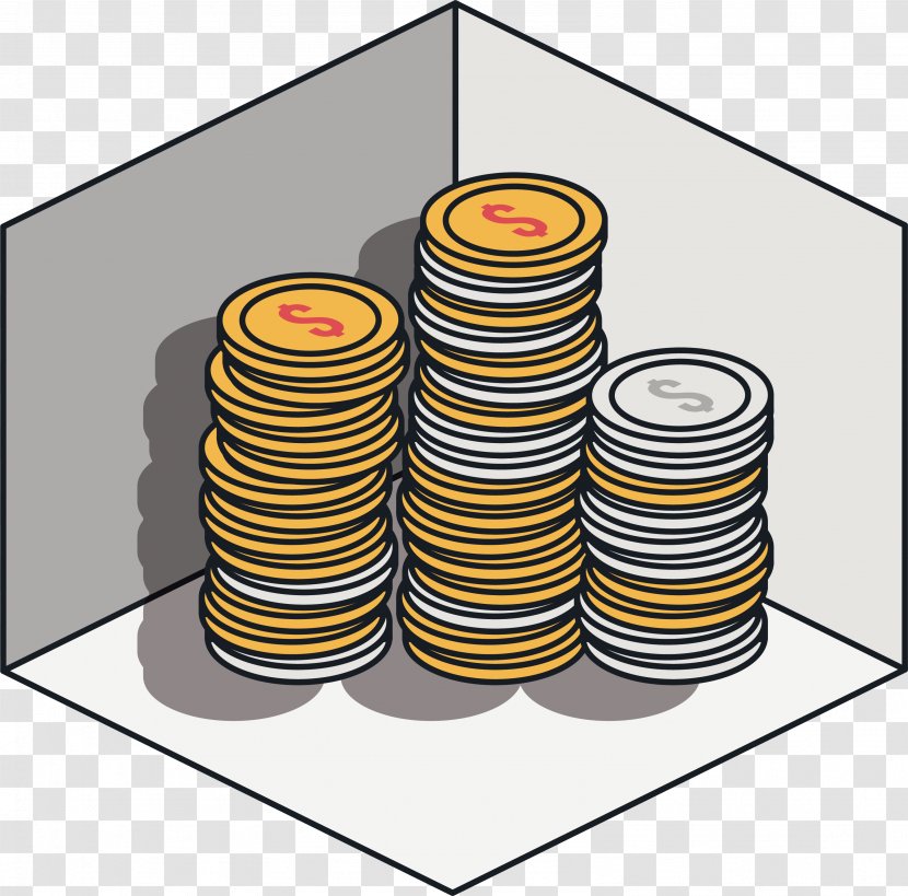 Gold Coin - Yellow - Stereoscopic Effect Pile Transparent PNG