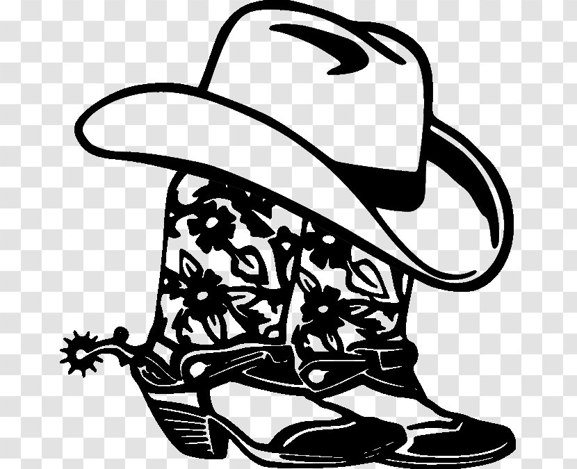 Bucking Cowboy Hat Horse Clip Art - Black And White Transparent PNG
