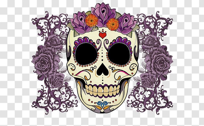 La Calavera Catrina Day Of The Dead Drawing Skull - Purple - Sugar Skulls Transparent PNG