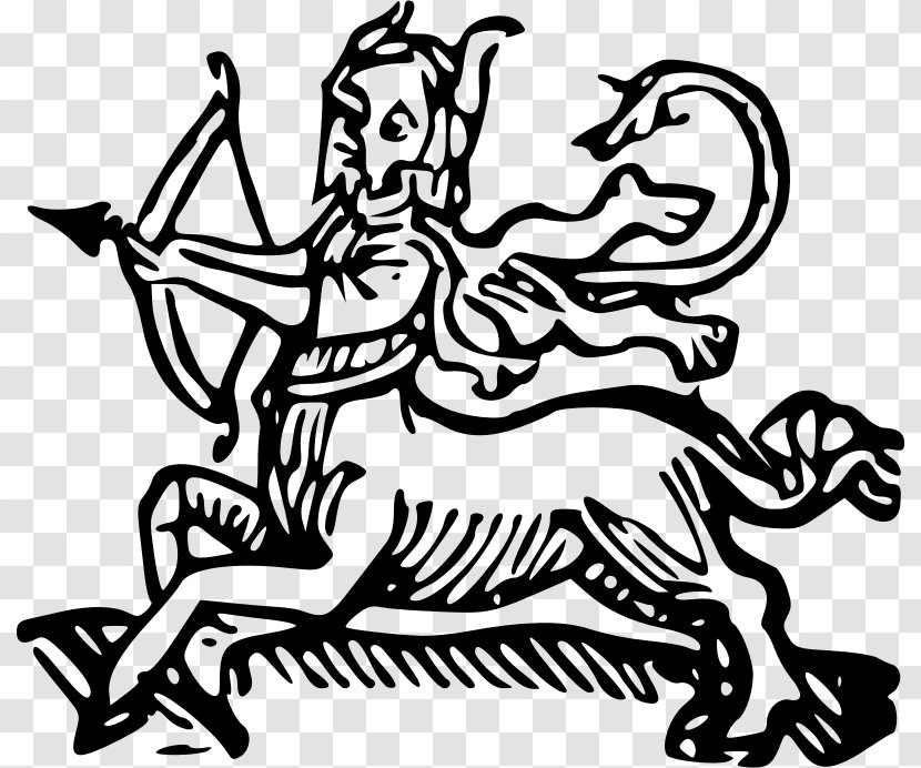 Sagittarius Symbol Scorpio Astrology Astrological Sign - Black And White - Centaur Transparent PNG