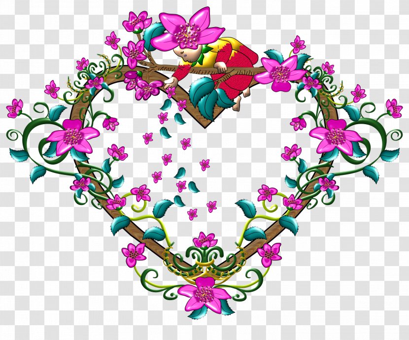 Floral Design Pink M Font Body Jewellery - Heart - Corazon Transparent PNG