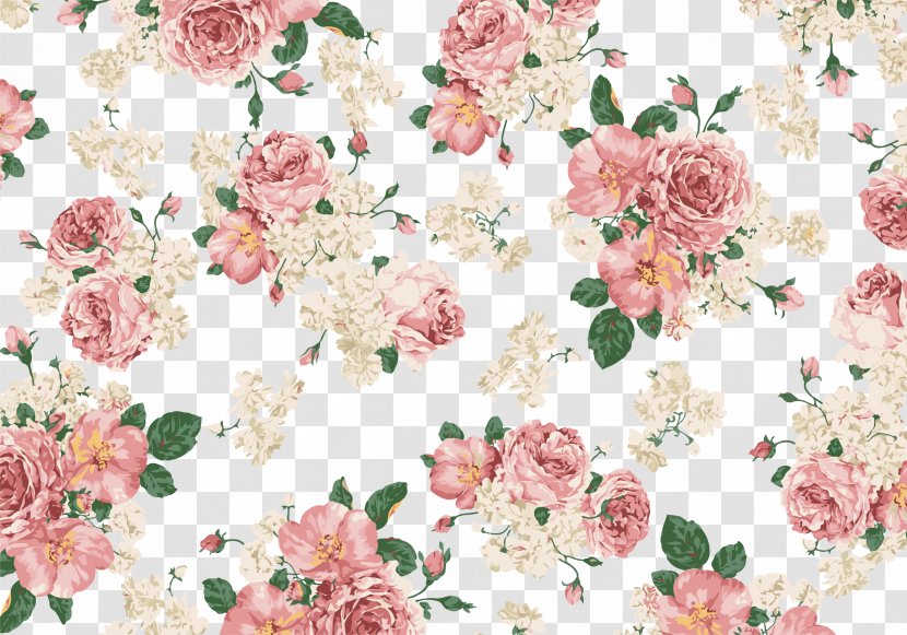 Retro Hand Painted Roses Background Shading - Rose Family - Pink Transparent PNG