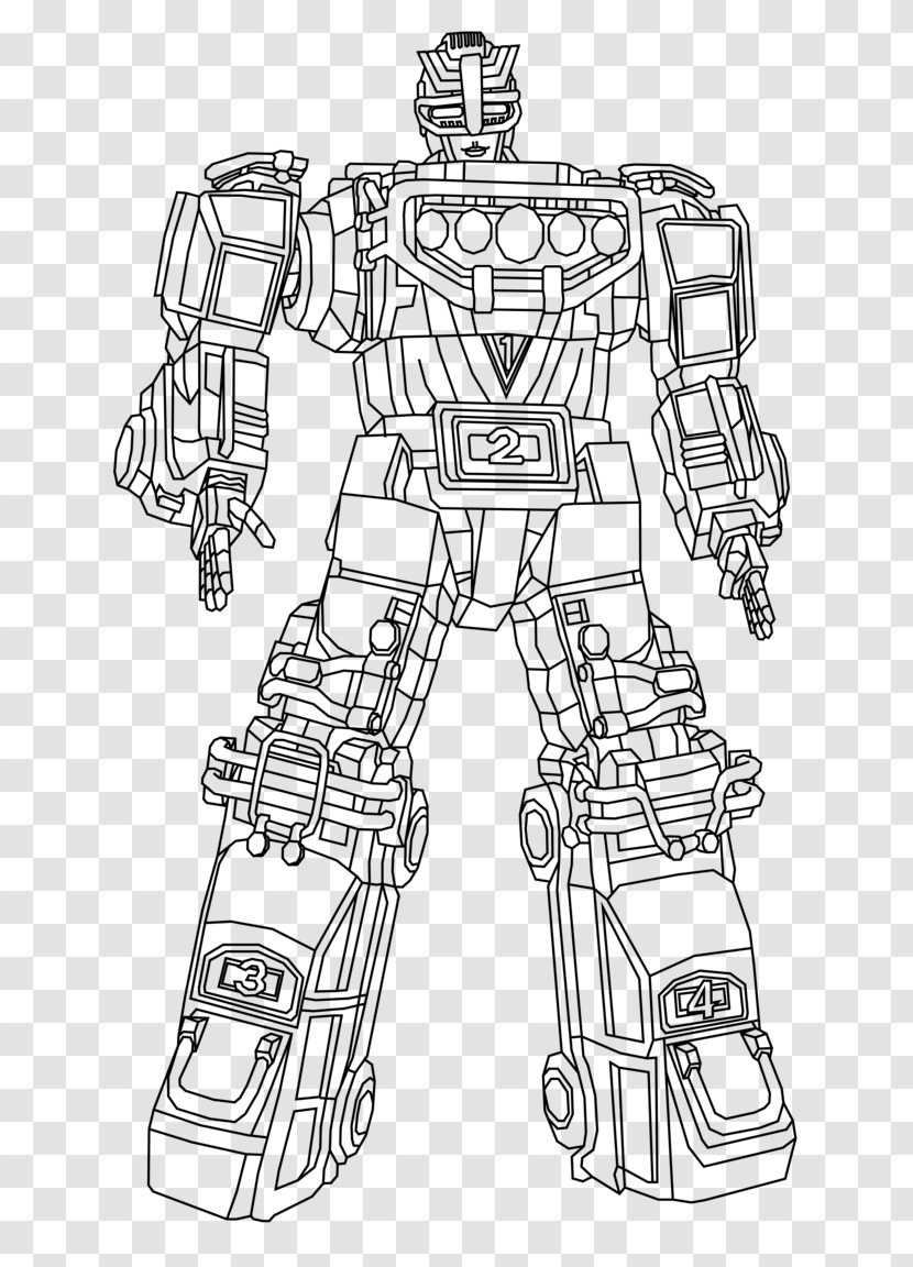 Power Rangers Line Art Turbo Megazord Drawing Coloring Book - Machine - Super Sentai Transparent PNG