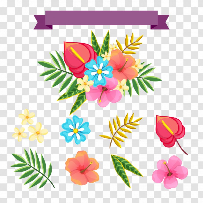 Flower - Rectangle - Tropical And Leaf Vector Transparent PNG