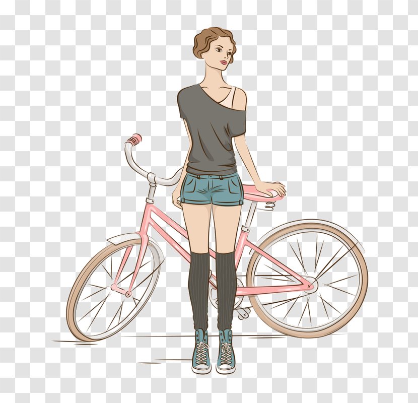 Bicycle Drawing Photography Illustration - Silhouette - Cycling Woman Transparent PNG