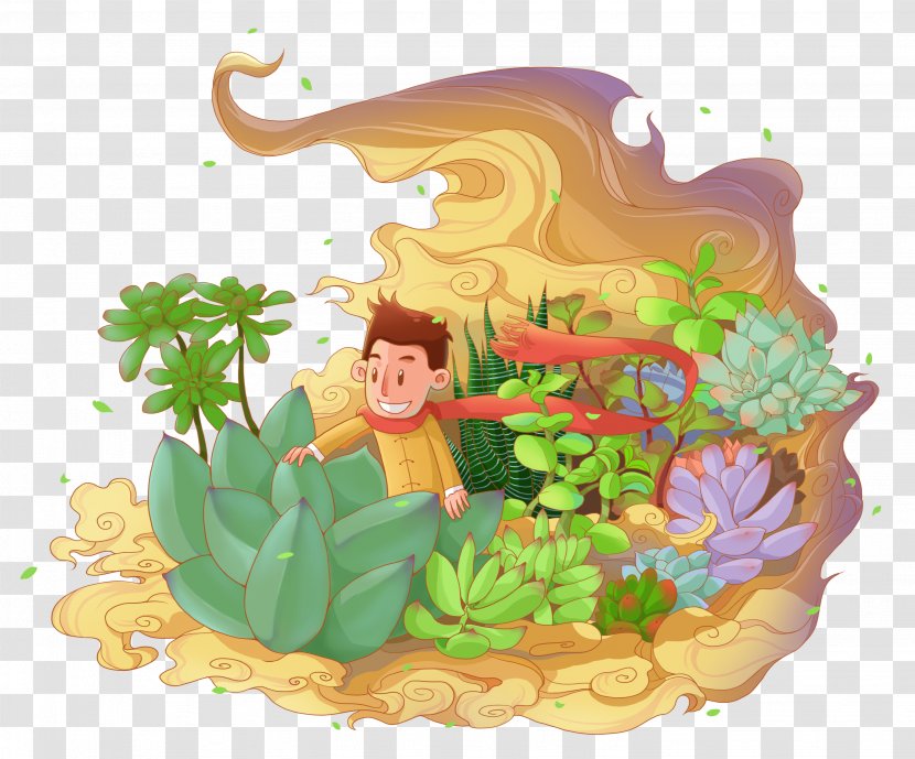 Illustration Flower Cartoon Legendary Creature - Fictional Character - Of Plates Transparent PNG