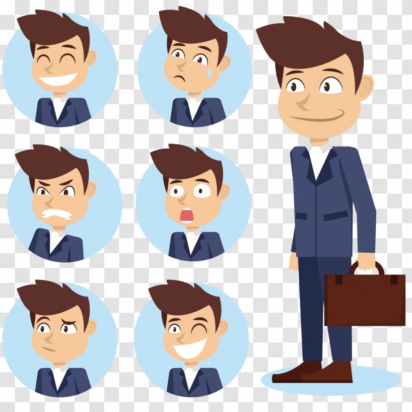 Character Cartoon Illustration - Communication - Vector Businessman Face And Tie Transparent PNG
