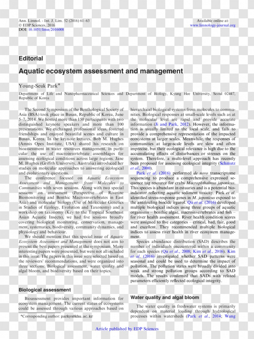 Aquatic Ecosystem Scientific Journal Article Research - Abstract - Natural Environment Transparent PNG