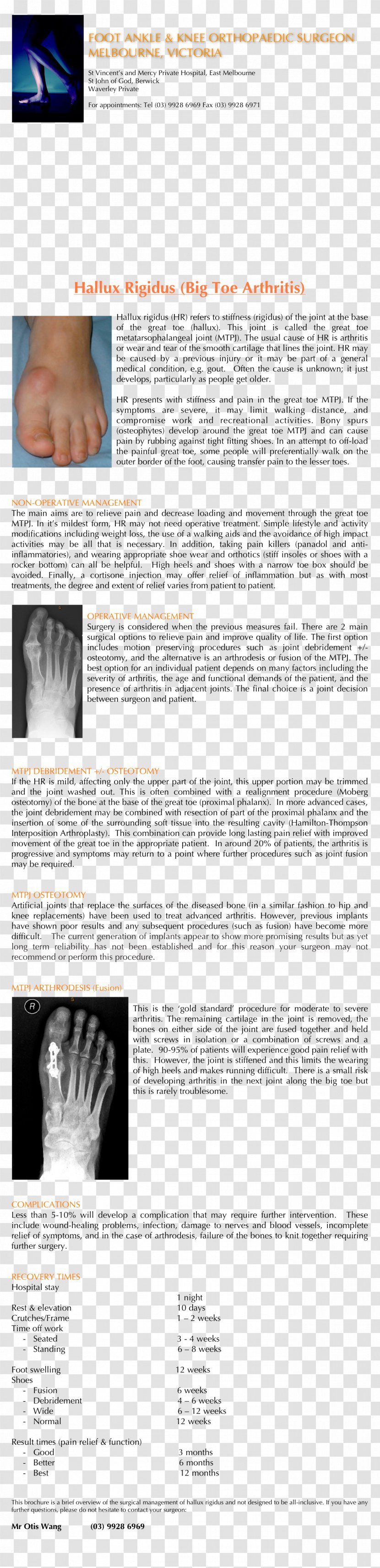 Mr Otis Wang Foot Ankle Melbourne Orthopaedic Surgeon St Vincent's Private Hospital Royal Australasian College Of Surgeons - Orthopedic Surgery Transparent PNG