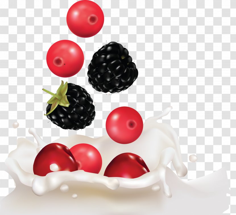 Milk Fruit Strawberry - Cranberry - Berries Transparent PNG