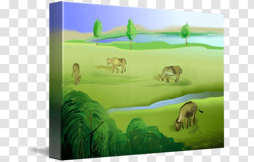 Wildlife Ecoregion Fauna Grassland Painting - Livestock - Grazing Cows Transparent PNG