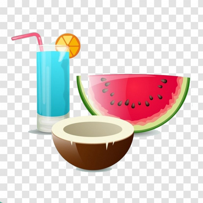 Juice Cocktail Watermelon Coconut Water Milk - Bowl - Delicious Vector Transparent PNG