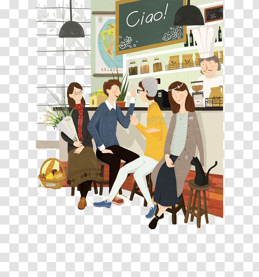 Cafe Model Sheet Cartoon Illustration - Behance - Coffee Shop For Men And Women Transparent PNG