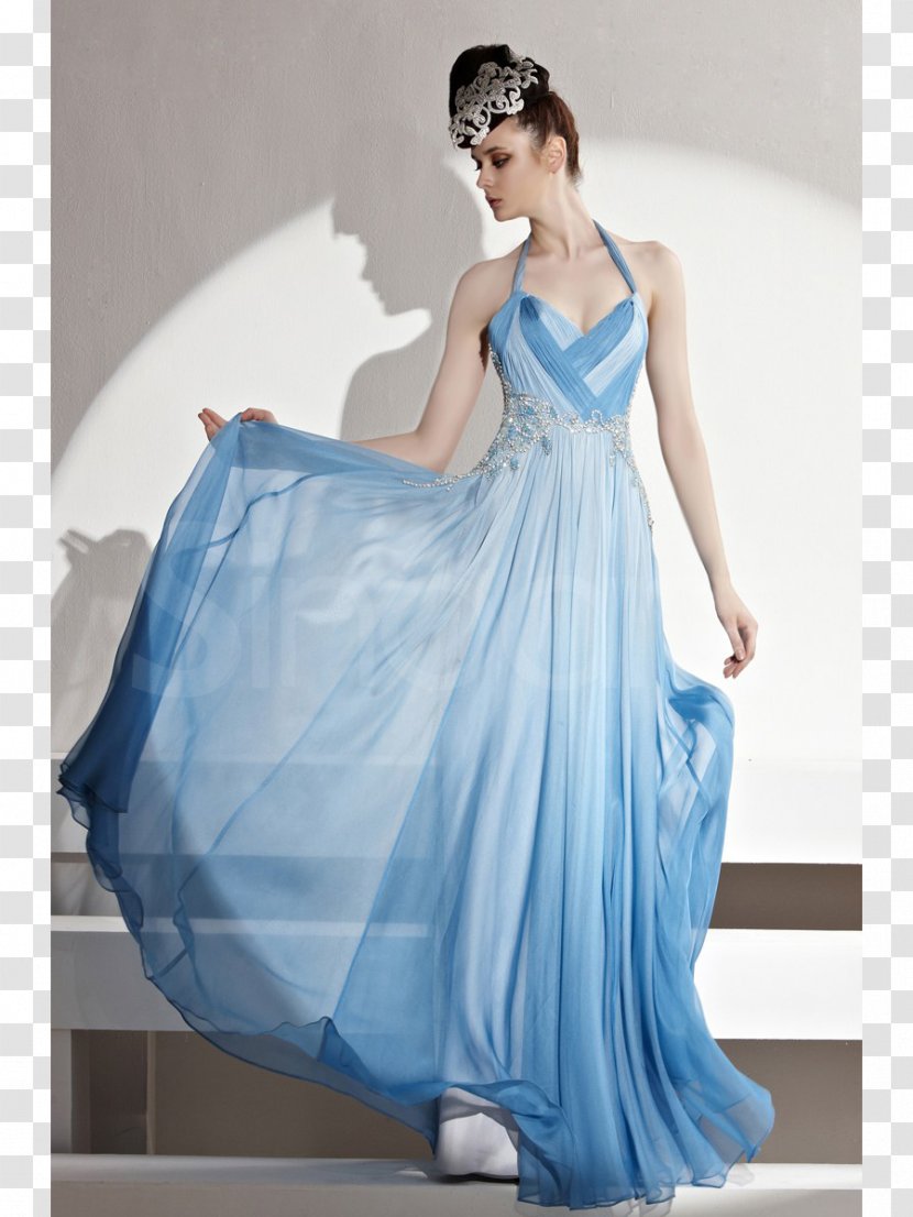 Evening Gown Dress Formal Wear Clothing Neckline - Flower - Blue Transparent PNG