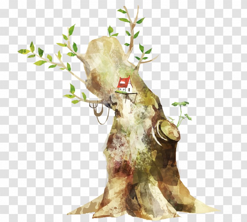 Middle Ages Branch Tree - Medieval Fantasy Cartoon Hand-painted Trees Withered Transparent PNG