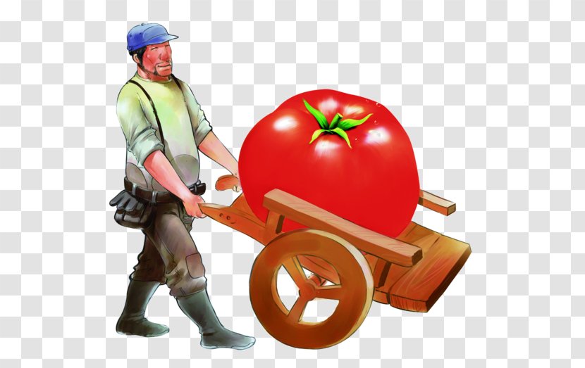 Download Icon - Vecteur - Hand-painted Wheelbarrow On Large Tomato Workers Transparent PNG