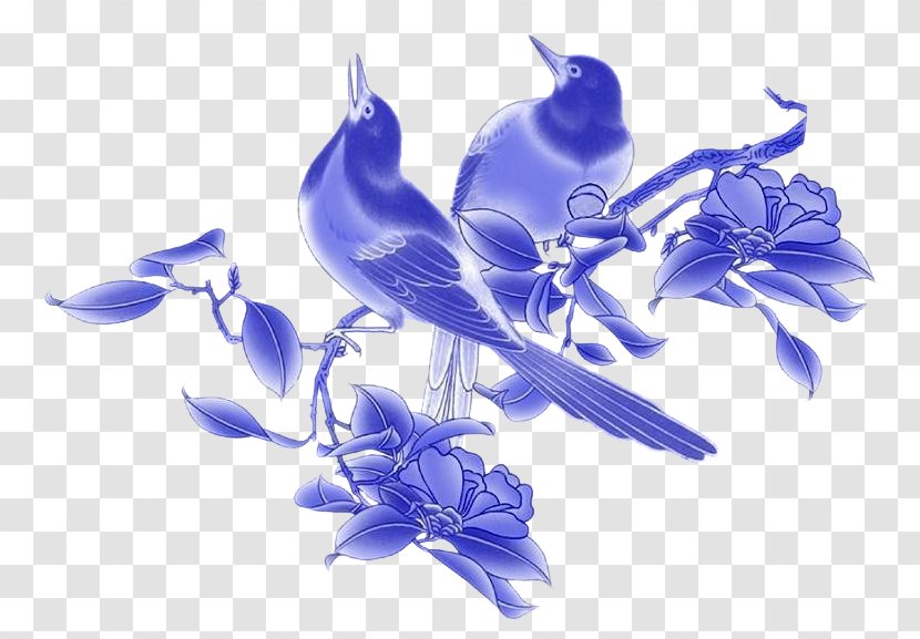 Blue And White Pottery Image Clip Art Porcelain - Plant - Dendrobium Transparent PNG