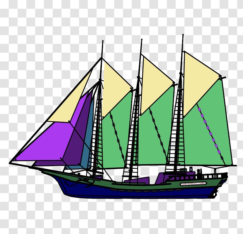 Boat Schooner Vehicle Sail Sailing Ship - Tall Sailboat Transparent PNG