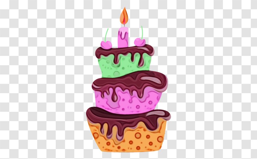 Birthday Candle - Watercolor - Pink Food Transparent PNG