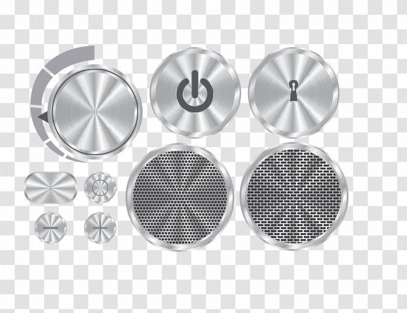 Brushed Metal Euclidean Vector Aluminium - Black And White - Buttons Transparent PNG