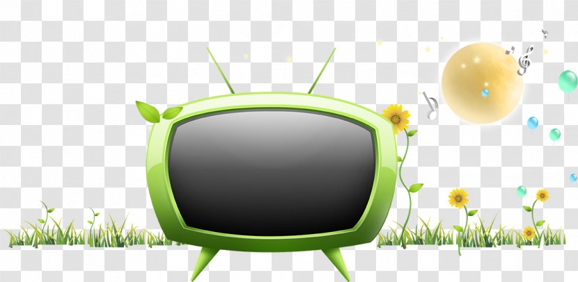 Green Television Download Computer File - TV And Flowers Transparent PNG