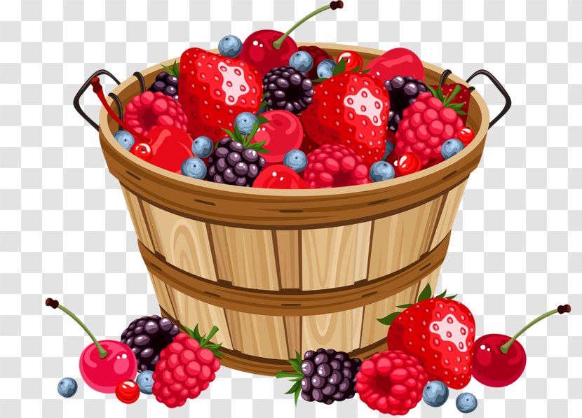 Strawberry Basket Clip Art - Flavor - A Bucket Of Fruit Strawberries Raspberries Transparent PNG