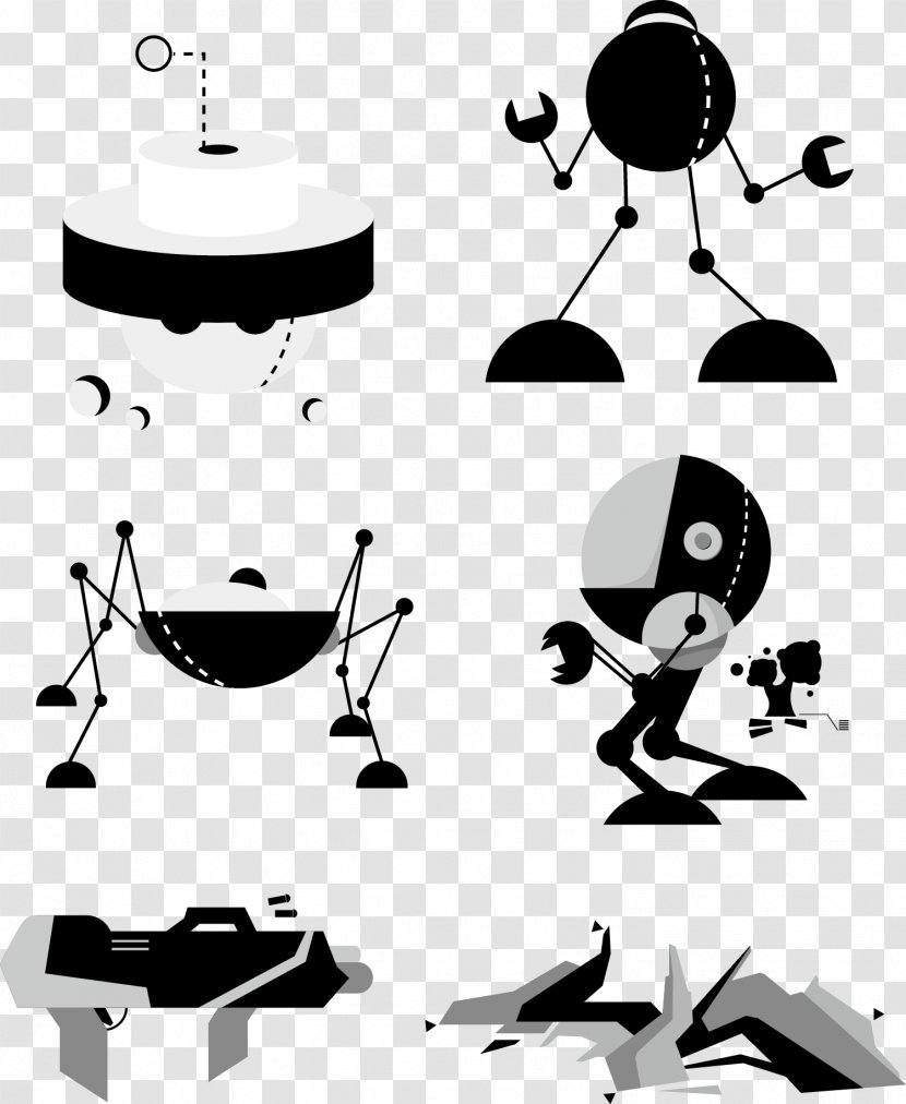 Robot Euclidean Vector Graphic Design Clip Art - Monochrome Transparent PNG