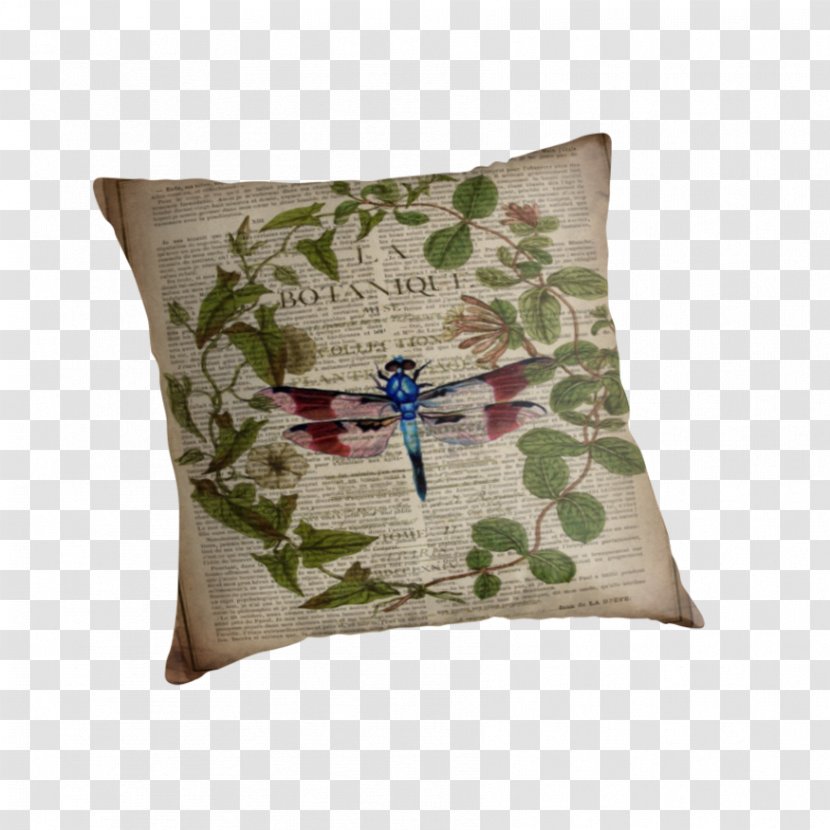 Throw Pillows Dragonfly Note Cards Cushion Botany - French Parasol Leaf Transparent PNG