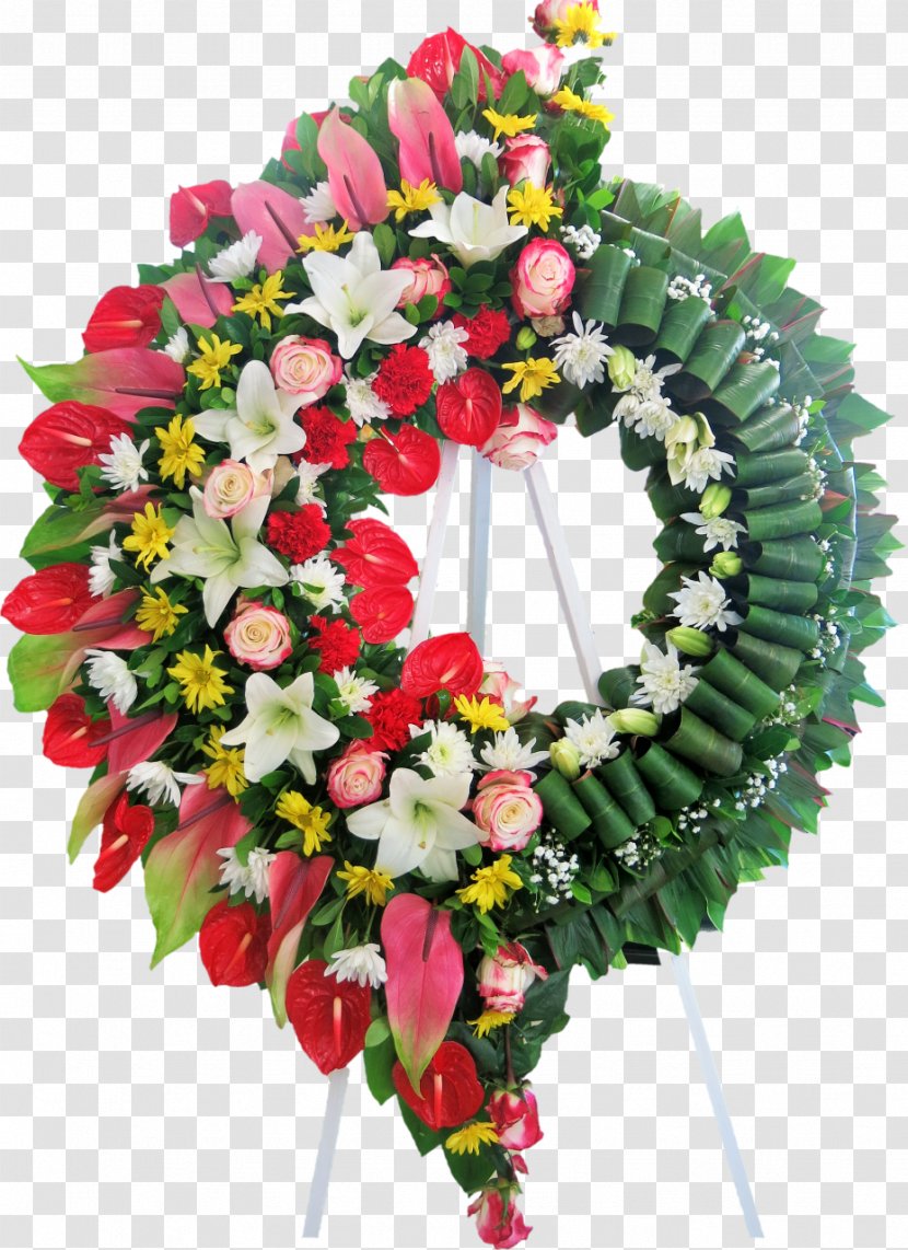 Cut Flowers Wreath Floristry Floral Design - Funeral - Blue Transparent PNG
