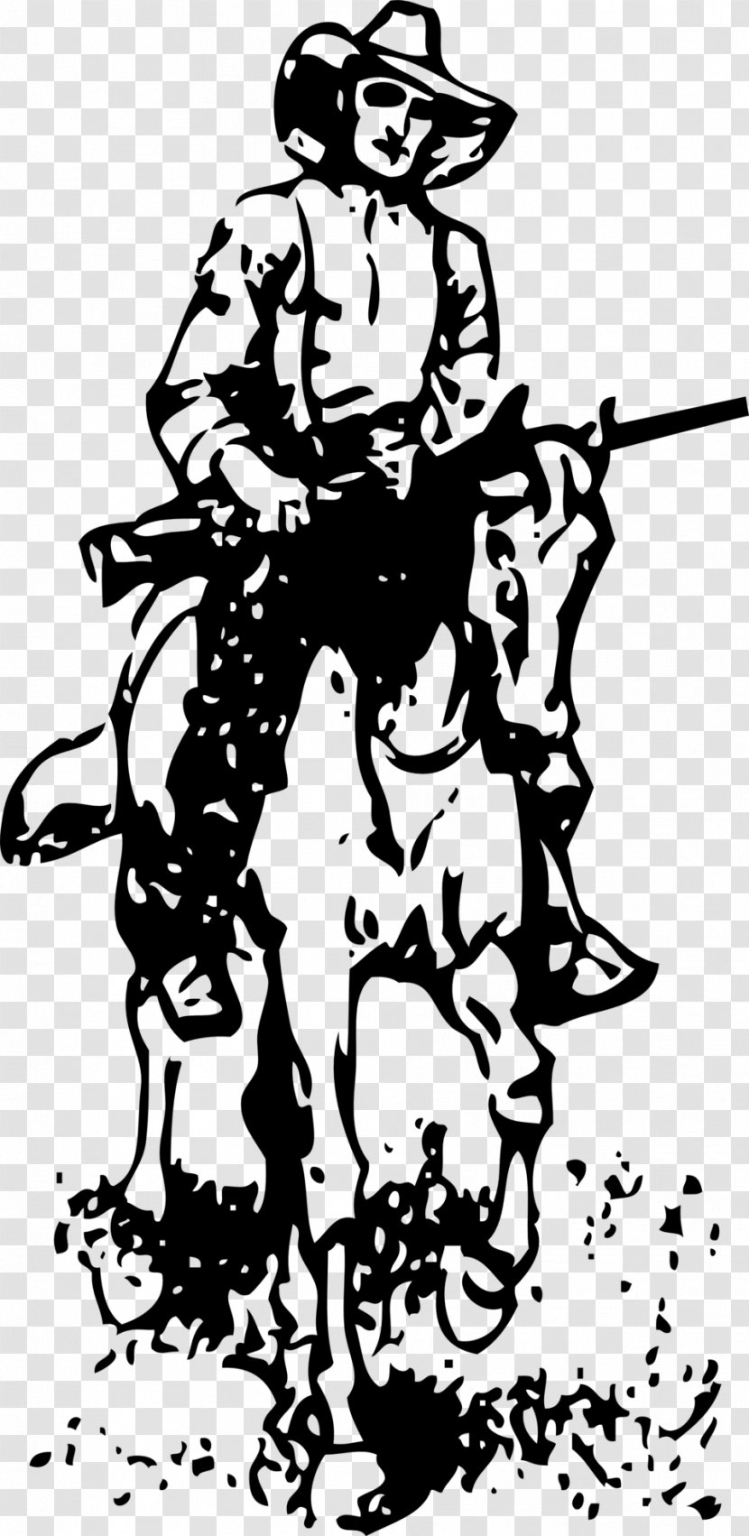 Cowboy The Lone Ranger - Black And White - Boot Transparent PNG