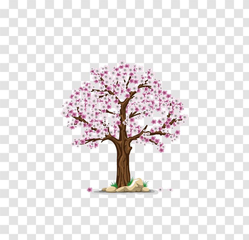 Clip Art Cherry Blossom Tree - Barrette Design Element Transparent PNG