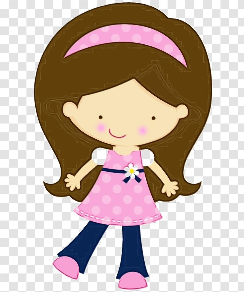 Cartoon Pink Clip Art Cheek Brown Hair - Animation Fictional Character Transparent PNG