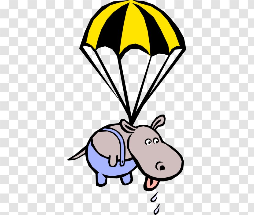 Clip Art Vector Graphics Illustration Hippopotamus Image - Cartoon - Parachute Images Transparent PNG