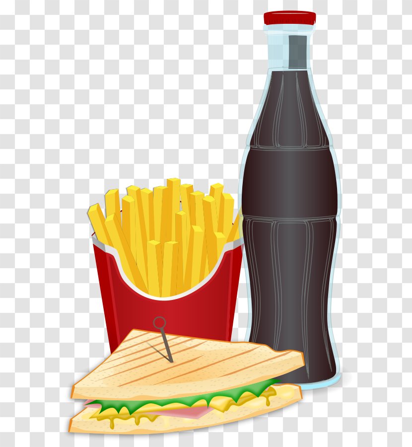 Fizzy Drinks Coca-Cola French Fries Hamburger Submarine Sandwich - Food - Coca Cola Transparent PNG
