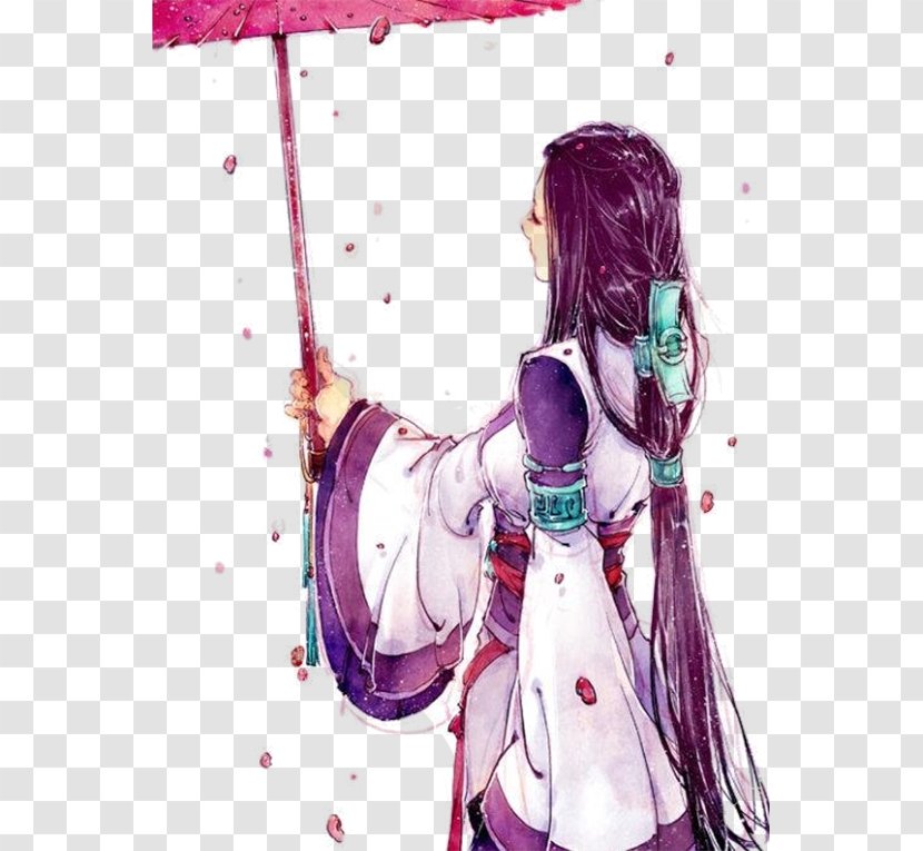 U4e1cu534eu5e1du541b Sina Weibo Actor Tagged Illustration - Cartoon - Woman Umbrella Material Transparent PNG
