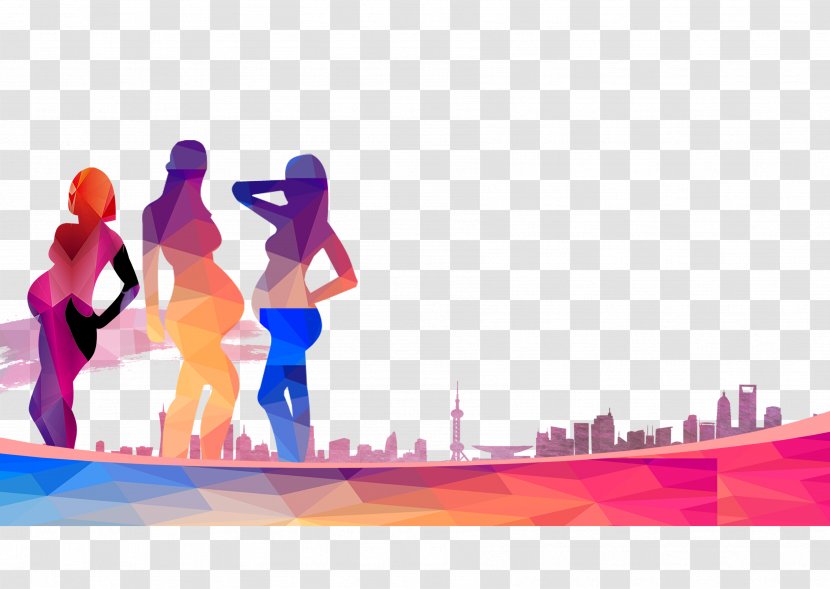 Pregnancy Silhouette Drawing - Woman - Colorful Silhouettes Of Pregnant Women Transparent PNG