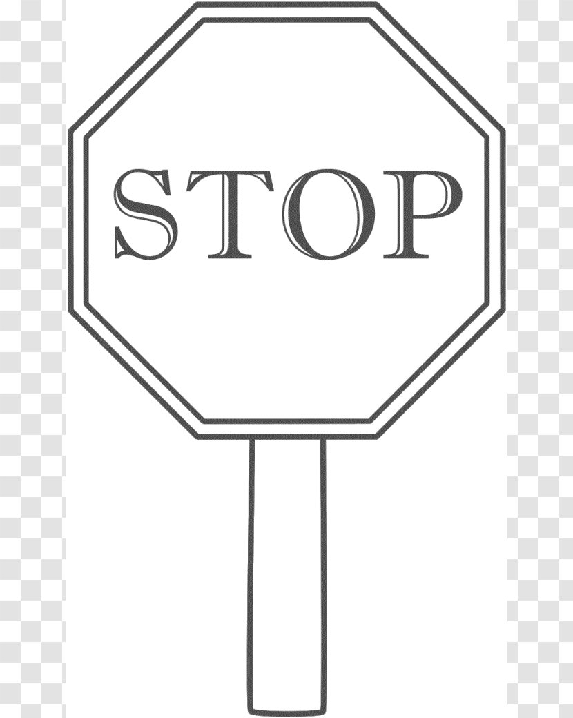 Stop Sign Black And White Clip Art - Line - Cartoon Bus Transparent PNG
