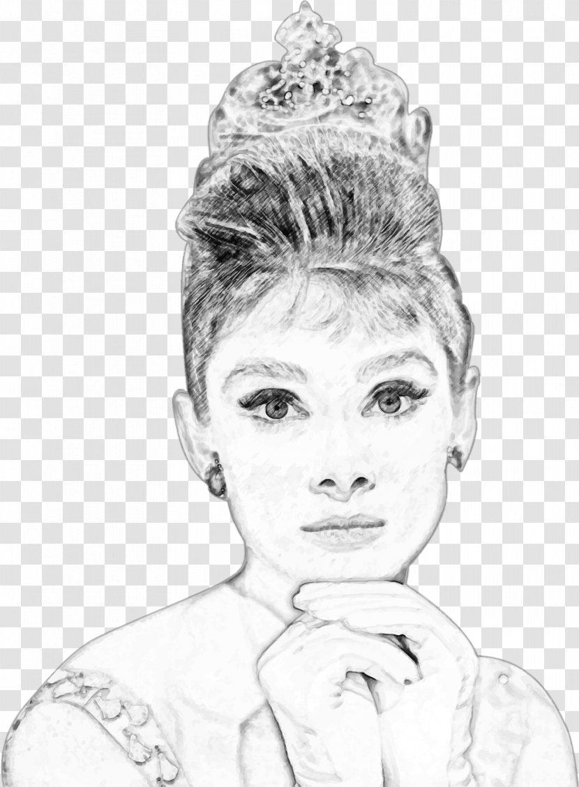 Audrey Hepburn Drawing Pencil Portrait Sketch - Monochrome Transparent PNG