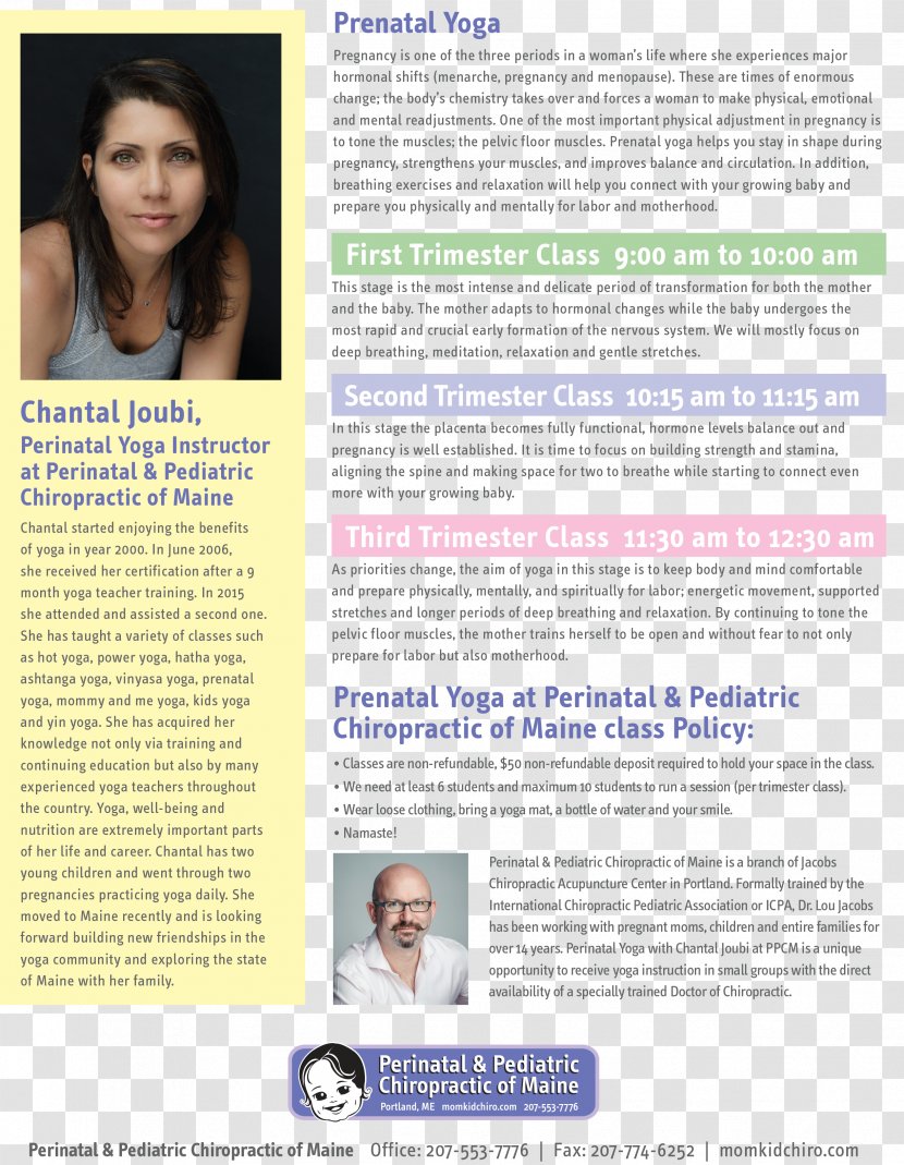 Maine Namaste Chiropractic Brochure Advertising Yoga - Pharmaceutical Drug - Pregnant Transparent PNG