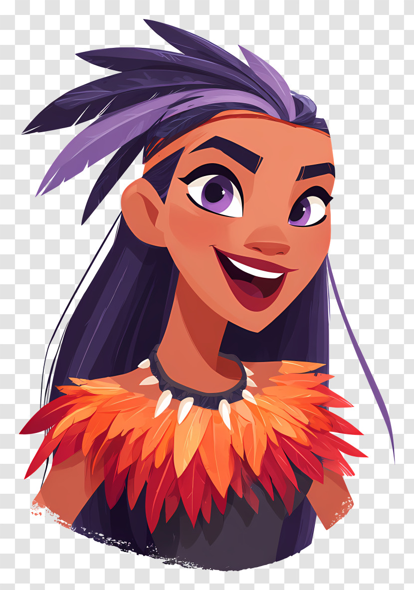Matangi Moana - Vibrant Purple-Haired Tribal Heroine Transparent PNG